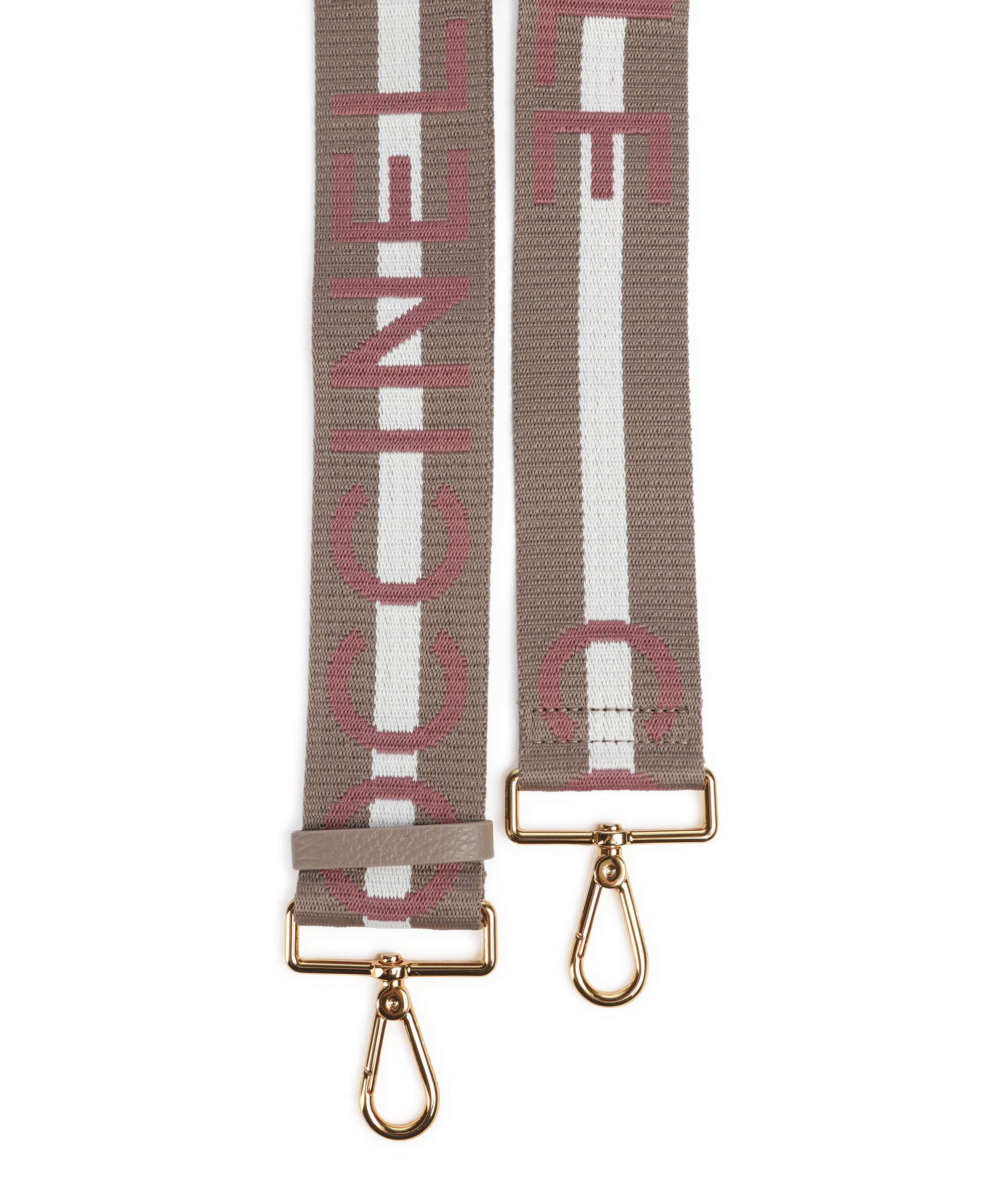 Coccinelle Nastro Signature Bag strap multi new warm taupe