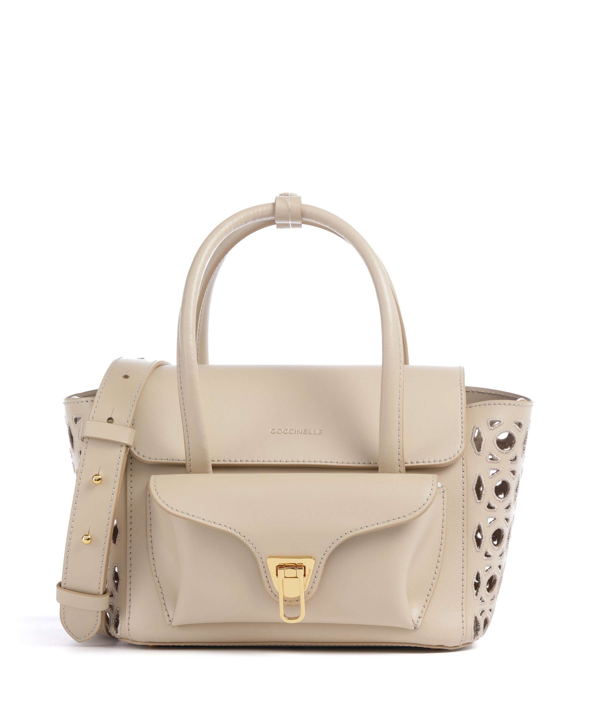 Coccinelle Beat Double Monogram Handbag sandshell