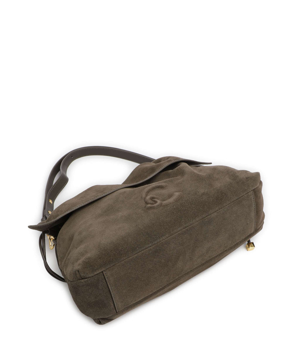 Coccinelle Lidia Suede Hobo bag fango