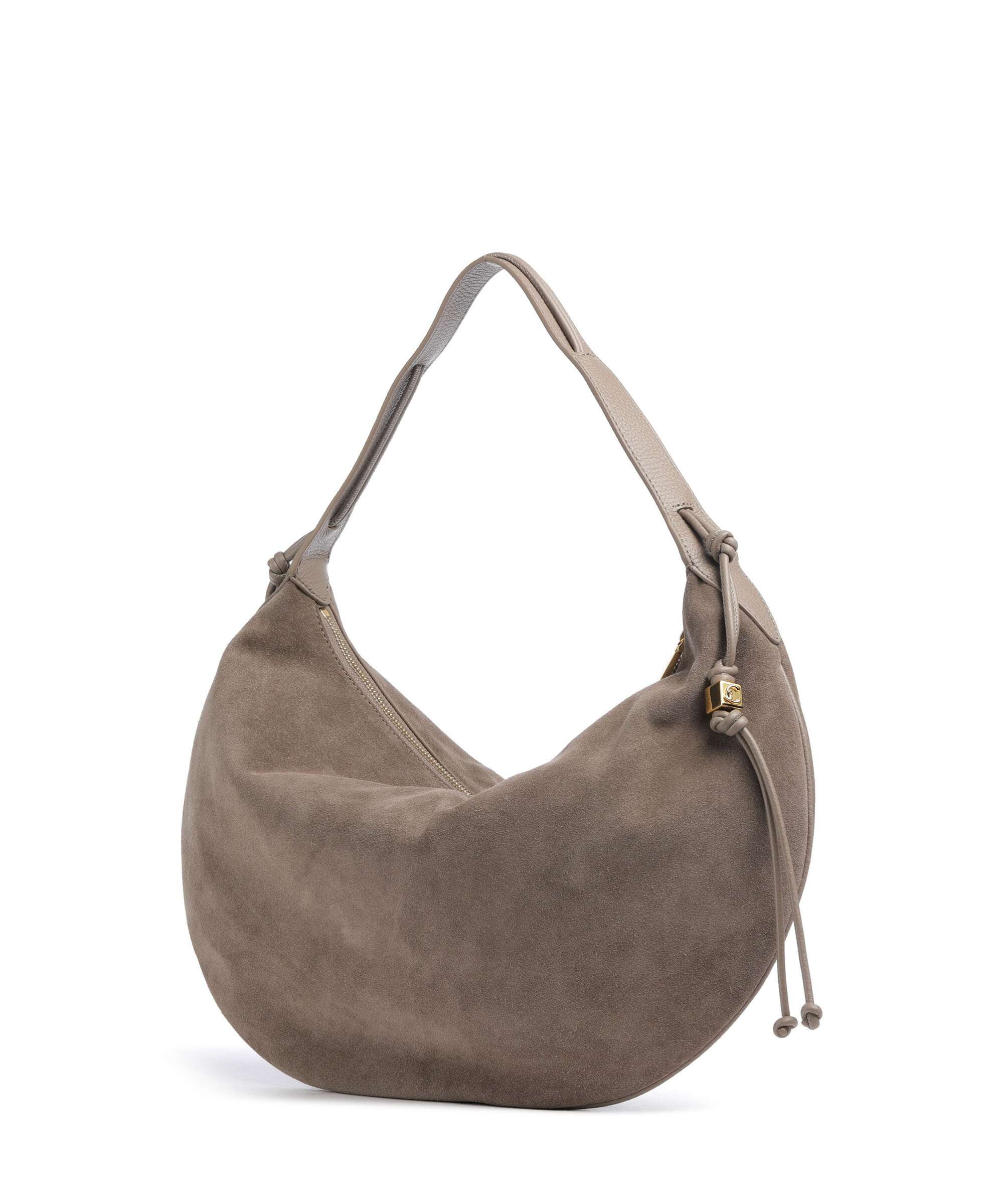 Coccinelle Thess Suede Hobo bag warm taupe