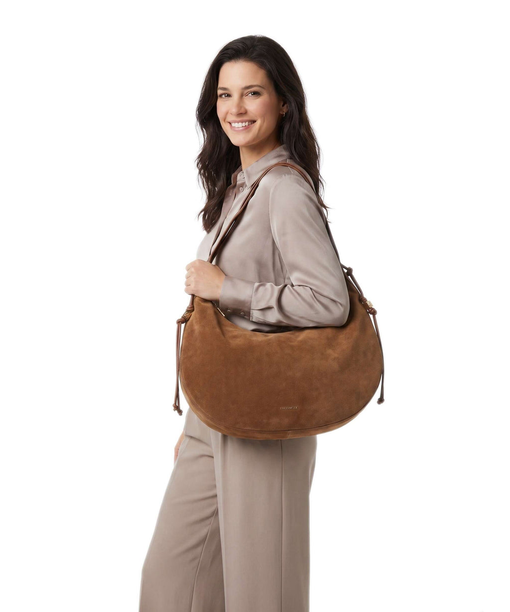 Coccinelle Thess Suede Hobo bag cognac