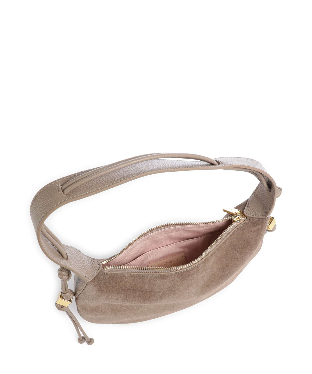 Coccinelle Thess Suede Hobo bag warm taupe