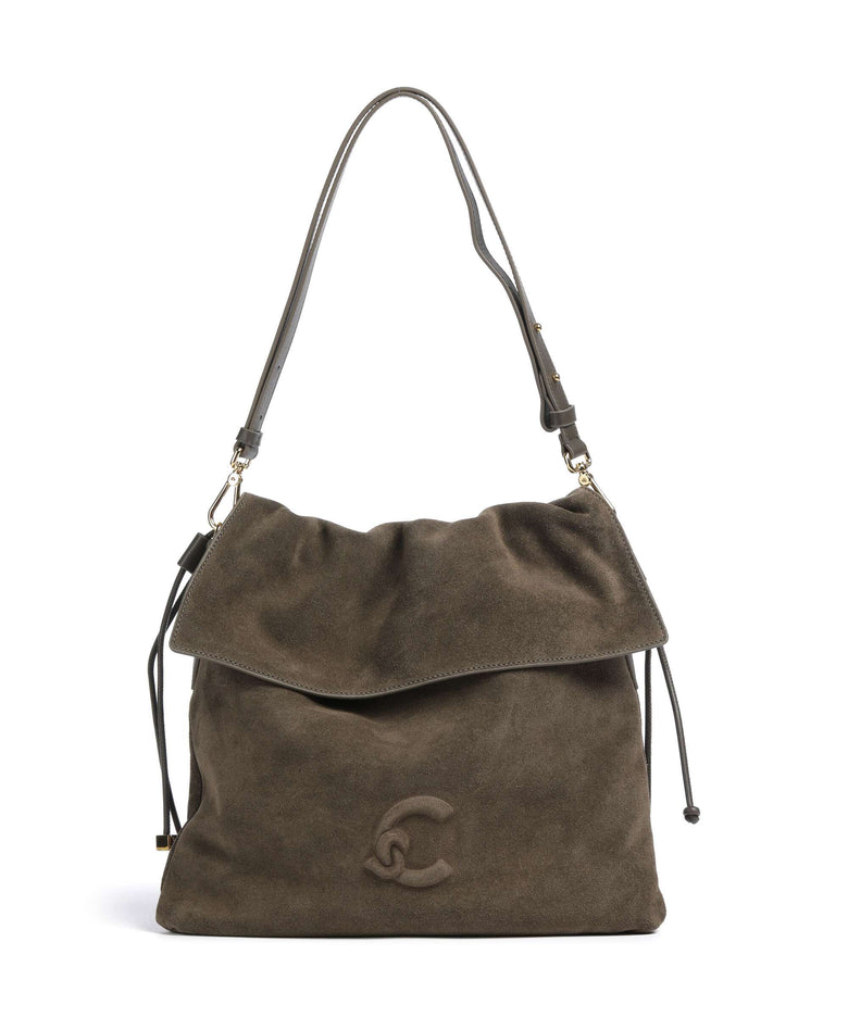 Coccinelle Lidia Suede Hobo bag fango