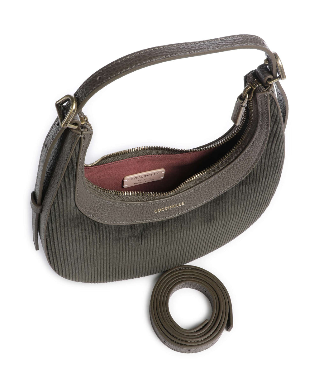Coccinelle Whisper Corduroy Shoulder bag fango