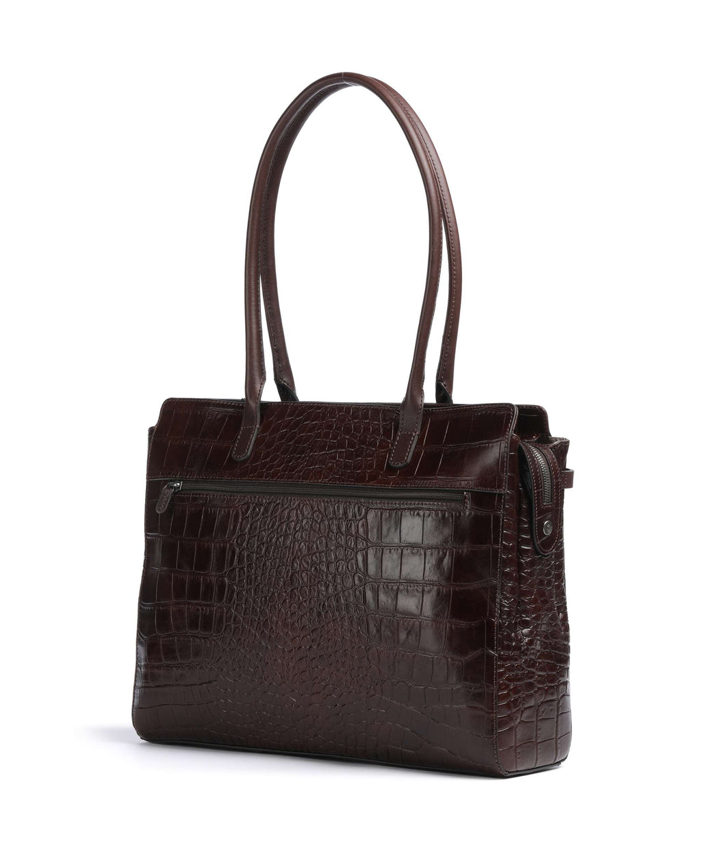 Castelijn & Beerens Croco Tess Briefcase mocca