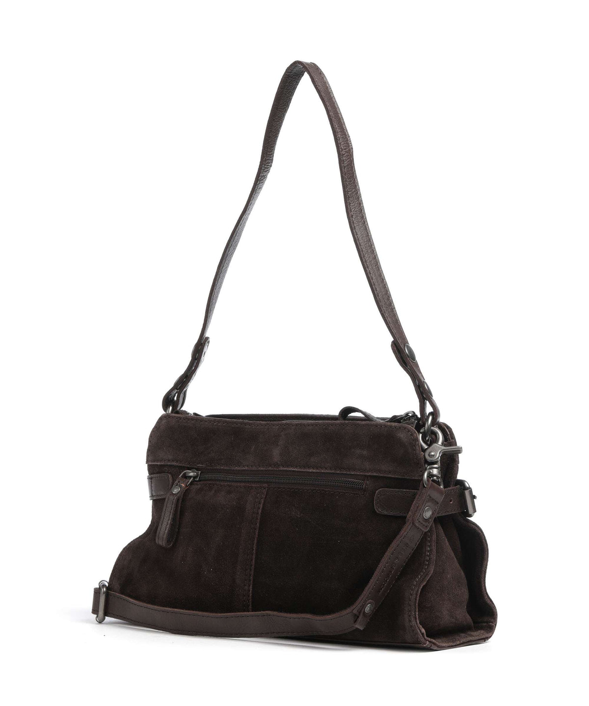 Spikes & Sparrow Suede Mix Madelon Shoulder bag dark brown