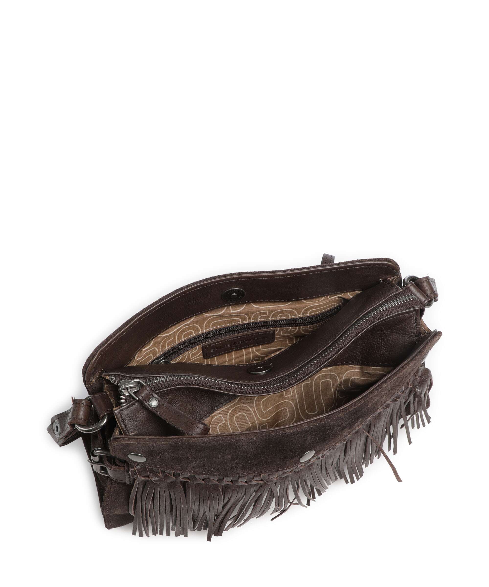 Spikes & Sparrow Suede Mix Madelon Shoulder bag dark brown