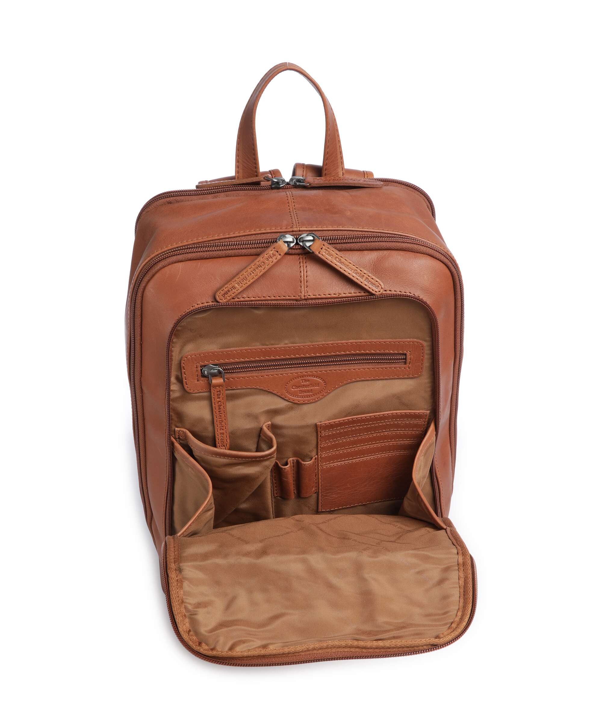 The Chesterfield Brand Cow Wax Pull Up Detroit Backpack cognac