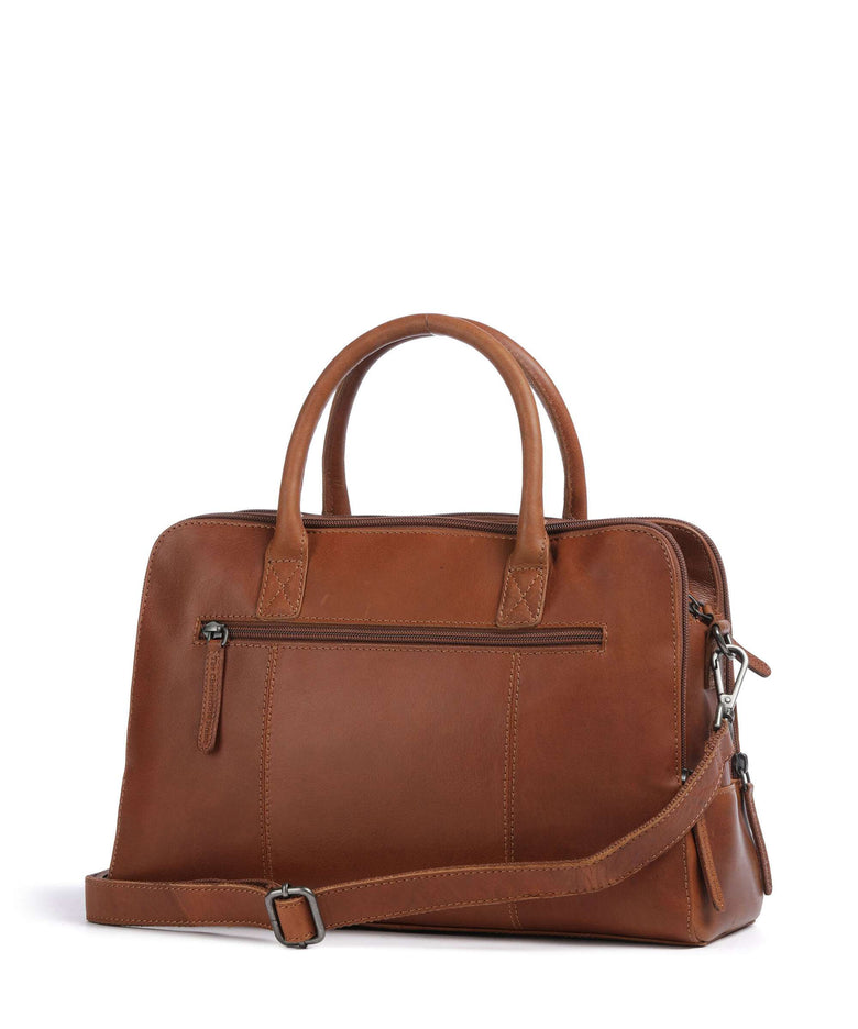 The Chesterfield Brand Cow Wax Pull Up Layton Handbag cognac