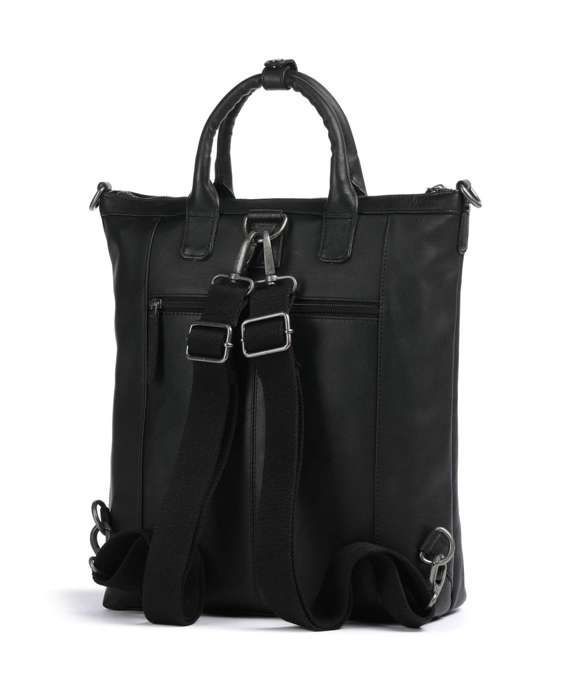 The Chesterfield Brand Cow Wax Pull Up Luisa Backpack bag black