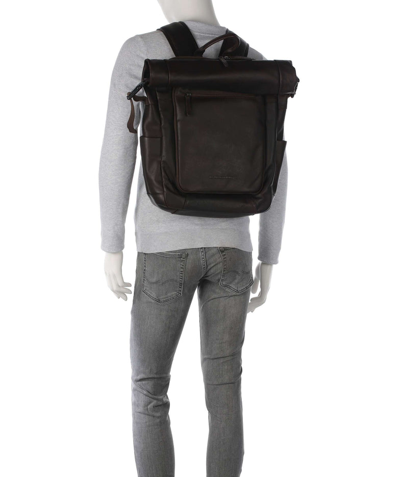 The Chesterfield Brand Wax Pull Up Cow Remo Rolltop backpack brown