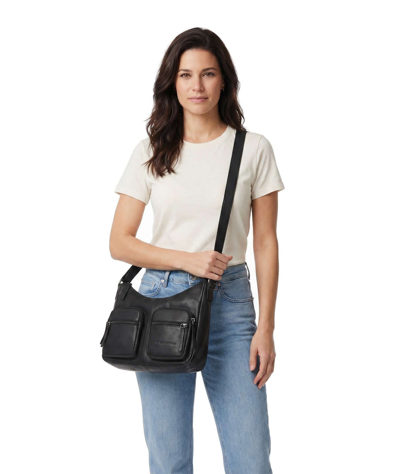 The Chesterfield Brand Wax Pull Up Cow Valenora Crossbody bag black
