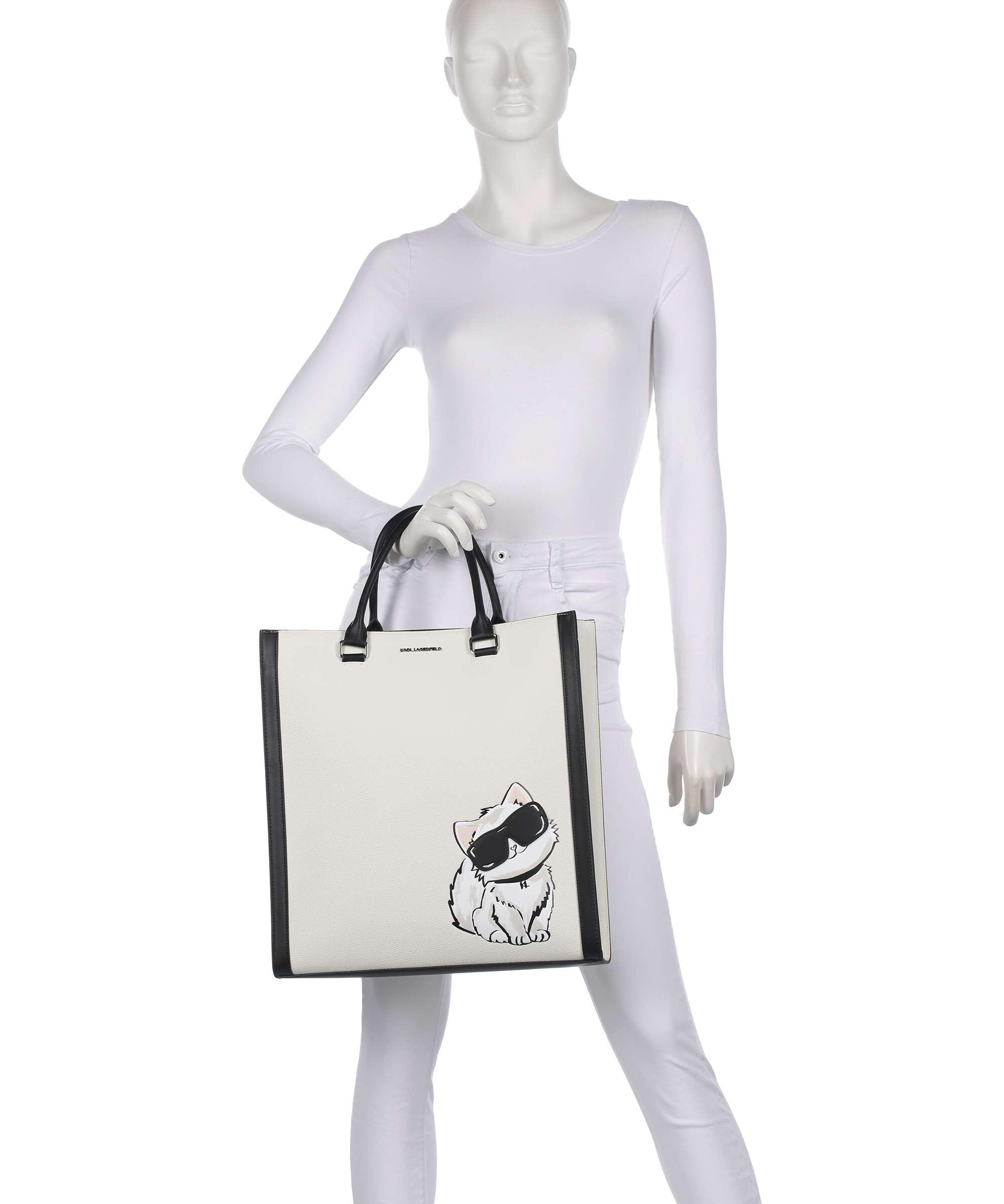 Karl Lagerfeld Ikon Choupette Handbag off white